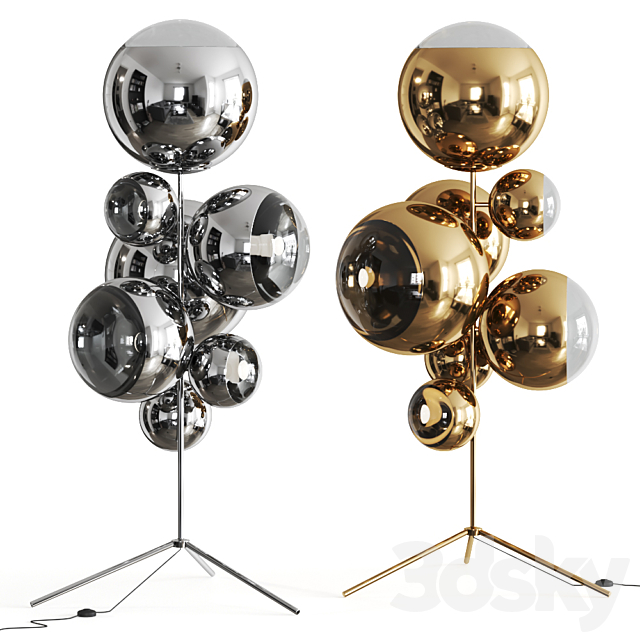 Mirror Ball Gold Stand Chandelier by Tom Dixon Floor Lamp 3DSMax File - thumbnail 1