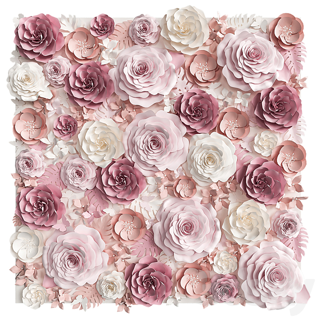 A wall of paper flowers. Photo background 3DSMax File - thumbnail 1