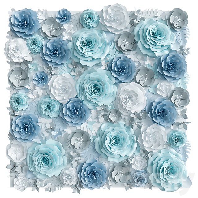 A wall of paper flowers. Photo background 3DSMax File - thumbnail 4