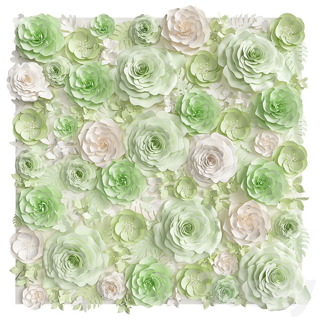 A wall of paper flowers. Photo background 3DSMax File - thumbnail 5