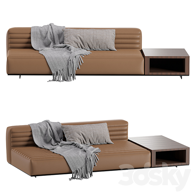 Minotti Roger Modular Sofa 2 Version _ Leather & Velvet 3DSMax File - thumbnail 4