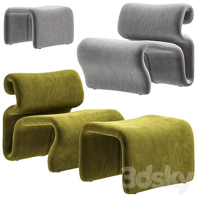 Artilleriet – Etcetera (Fabric Easy Chair and Footstool) 3DSMax File - thumbnail 1