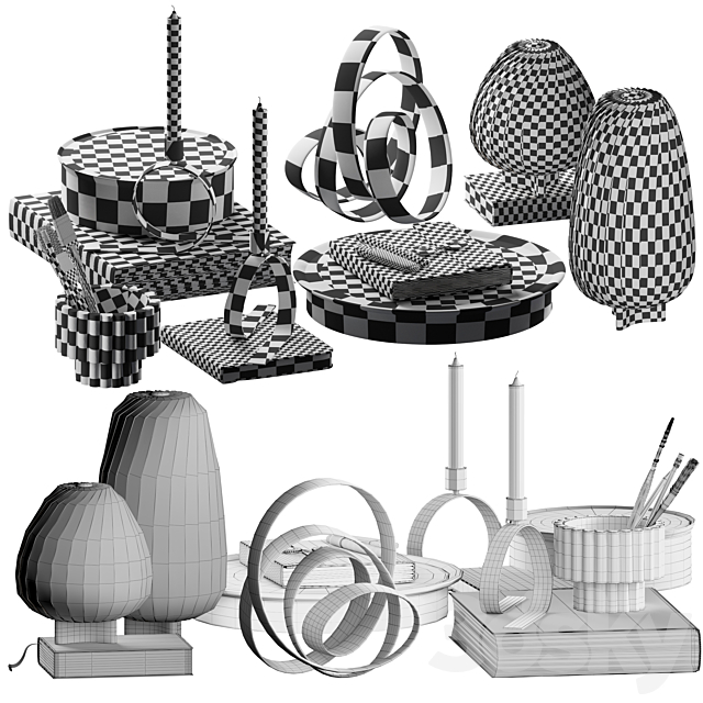 Decorative set 023 geometric 3d