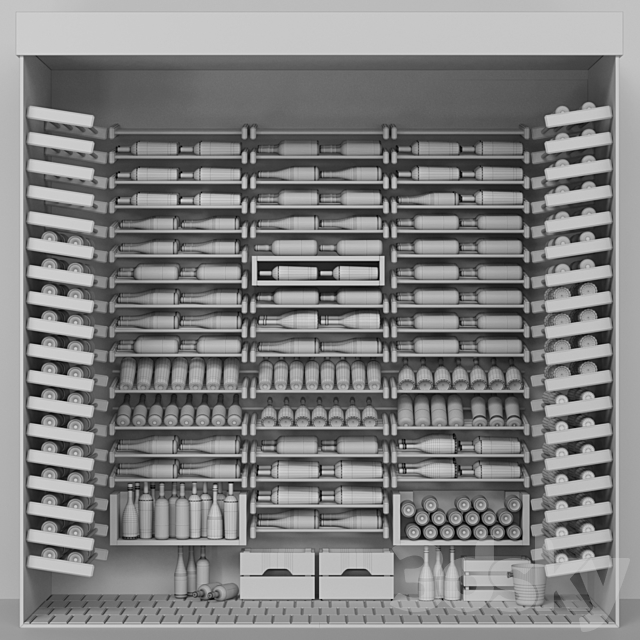 Huge wine rack. Wine 3d