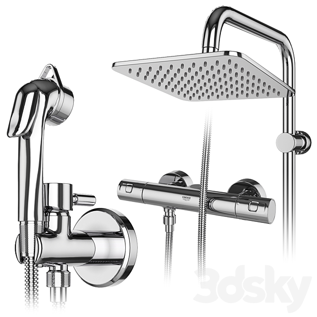 Faucets and shower systems Grohe and IDEAL standard set 146 3DSMax File - thumbnail 3
