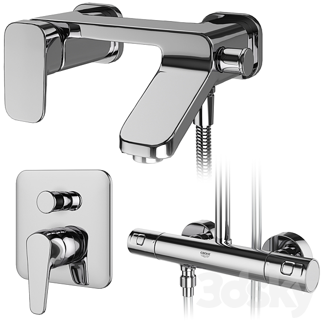 Faucets and shower systems Grohe and IDEAL standard set 146 3DSMax File - thumbnail 4