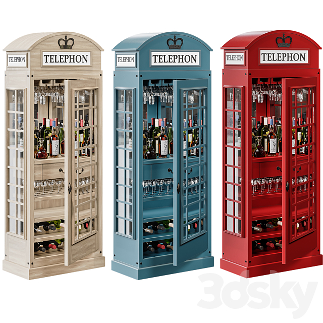 Telephone Box Drinks Cabinet 3DSMax File - thumbnail 3