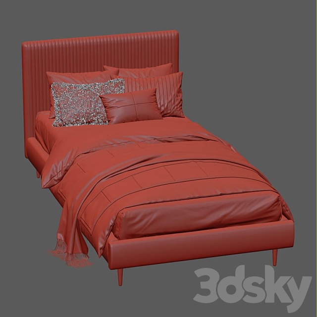 Roar _ Rabbit Pleated Upholstered Bed 213 3DSMax File - thumbnail 7