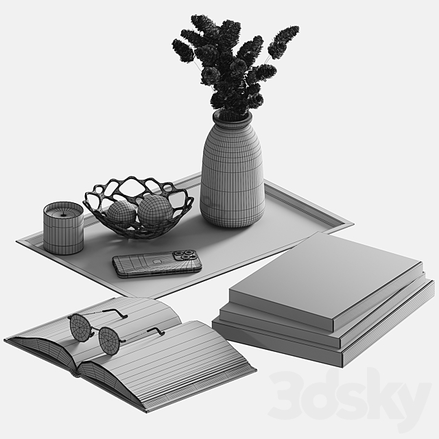 Decorative set for a coffee table 2 3d