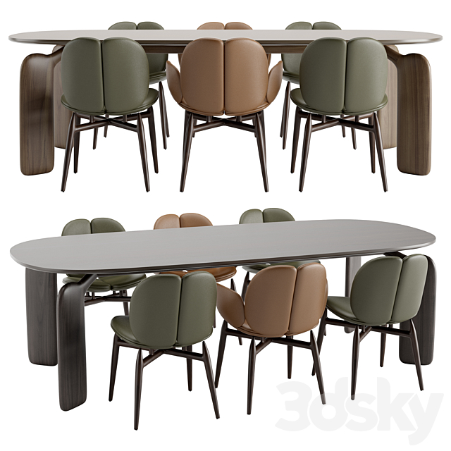 Roche Bobois – PULP table chairs wooden 3DSMax File - thumbnail 2