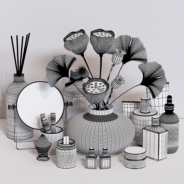 Decorative set with cosmetics 3dskyfree