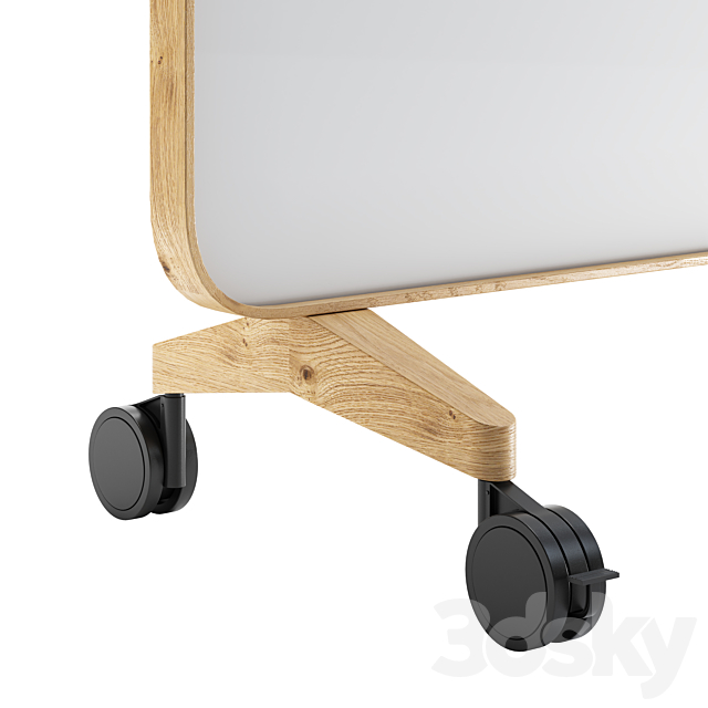 Lintex Frame Mobile double-sided glassboard with a bentwood frame 3DSMax File - thumbnail 2