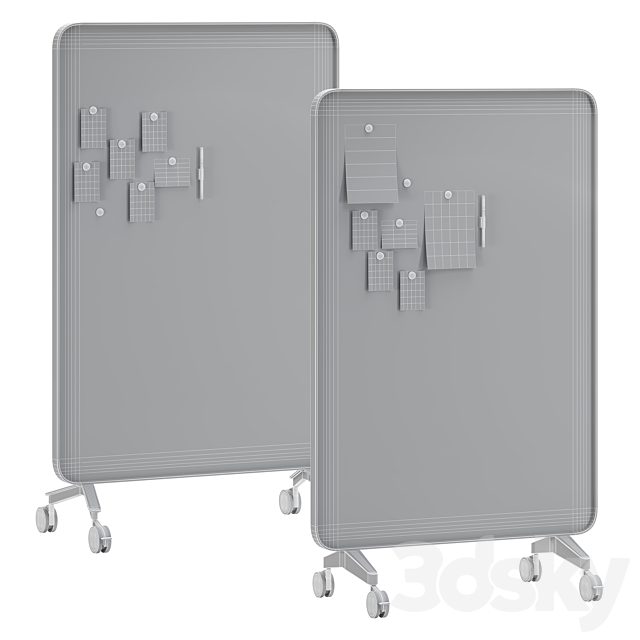Lintex Frame Mobile double-sided glassboard with a bentwood frame 3DSMax File - thumbnail 6