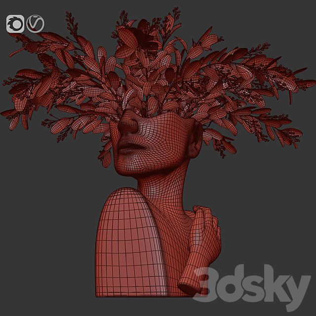 Human face art vase 3DSMax File - thumbnail 3