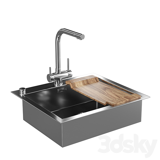 Sink with mixer 3d