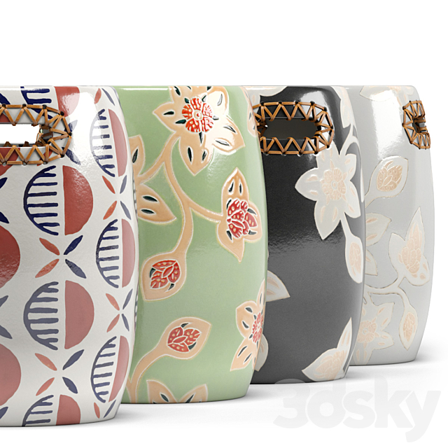 Luna. Josephine Batik Ceramic Stool 3d
