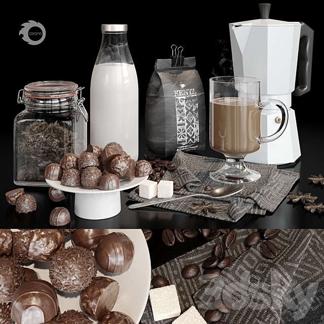 Coffee with milk 3DSMax File - thumbnail 1