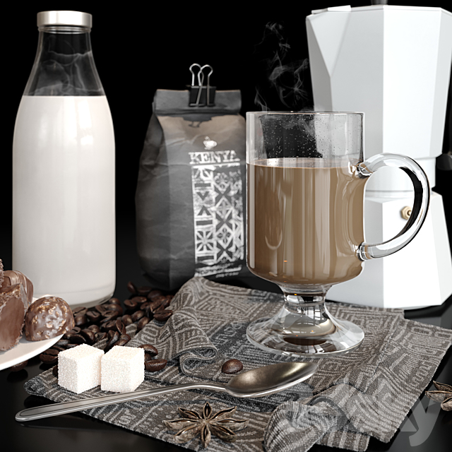 Coffee with milk 3DSMax File - thumbnail 3
