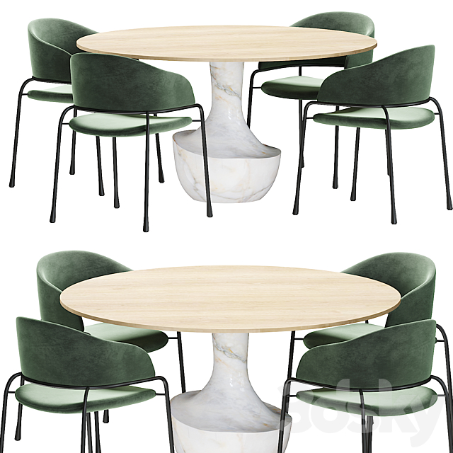 Potocco Fast chair and Anfora table 3DSMax File - thumbnail 1