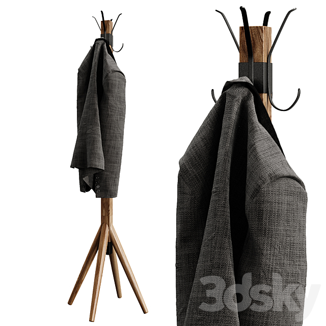 Wooden floor hanger jacket. clothes. hallway 3DSMax File - thumbnail 1