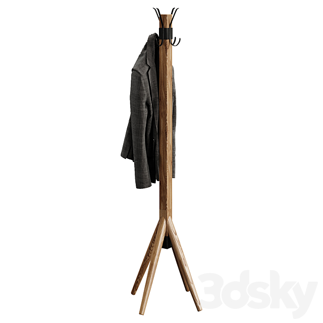 Wooden floor hanger jacket. clothes. hallway 3DSMax File - thumbnail 2