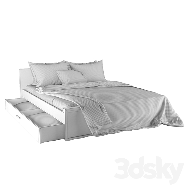 Bed Benedetti Wooden double bed 01 3DSMax File - thumbnail 3