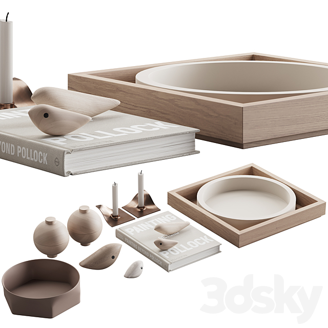 077 Living decor set NEUTRAL BIRDS 00 3d