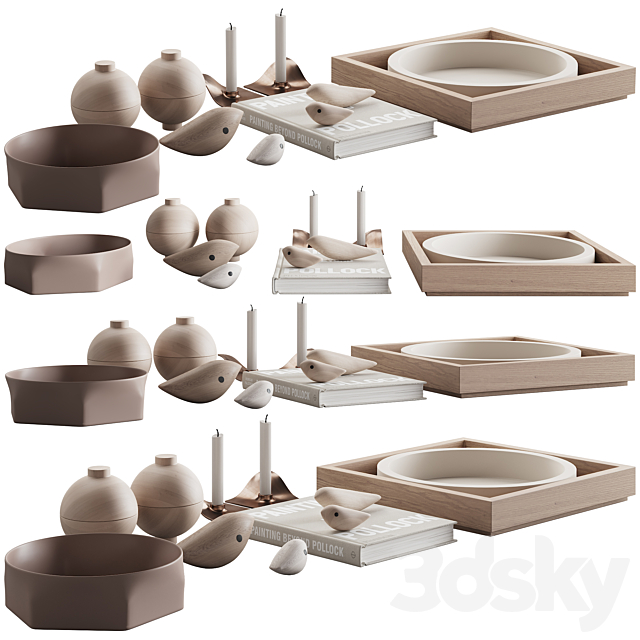 077 Living decor set NEUTRAL BIRDS 00 3dmodel