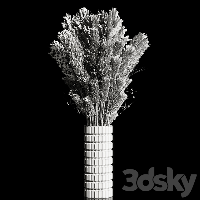 Dry Plants pampas Bouquet Indoor glass vase 3DSMax File - thumbnail 3