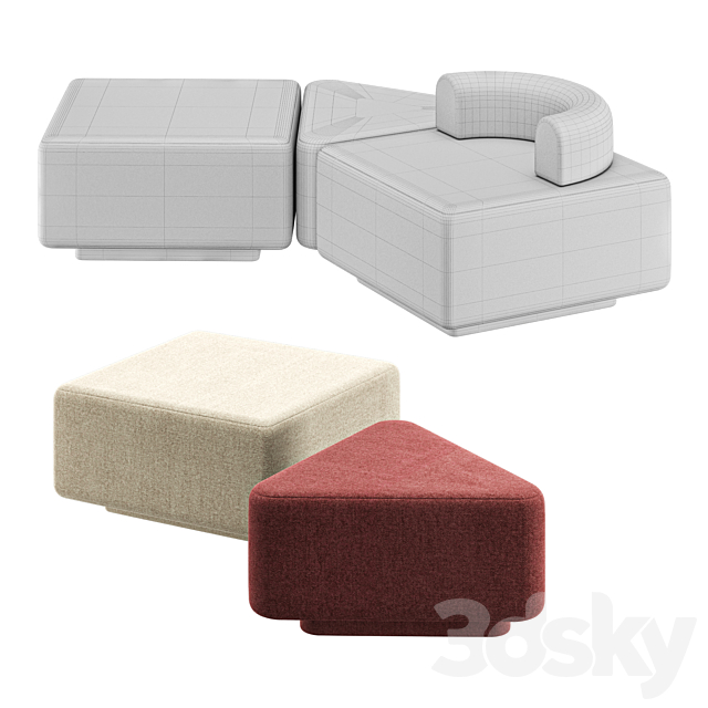 Modular Pouf Plump 3dsky