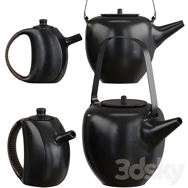 Teapot set 2 with 3 materials 3DSMax File - thumbnail 1