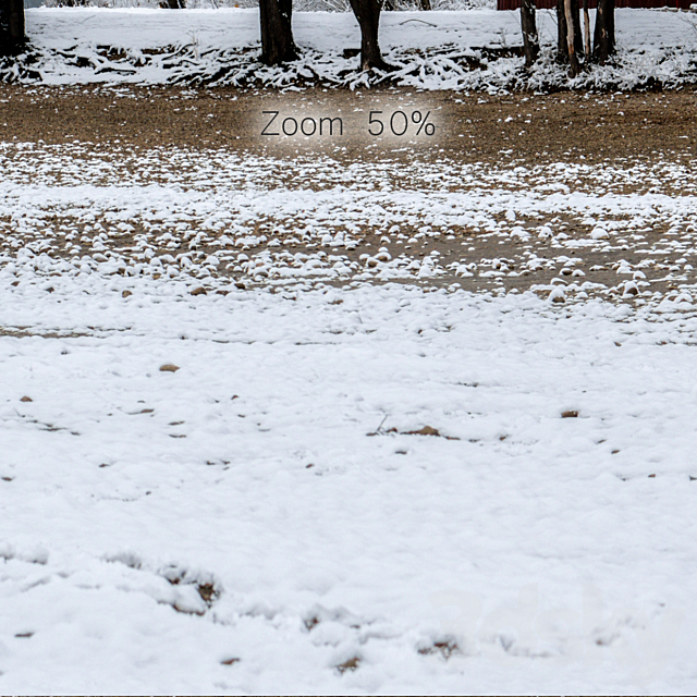 Panorama of the park with a lake and snow-covered trees. 46k 3dsky