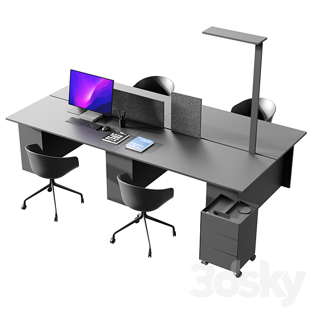 Gumpo Office table set (corona 7+ vray) 3DSMax File - thumbnail 1