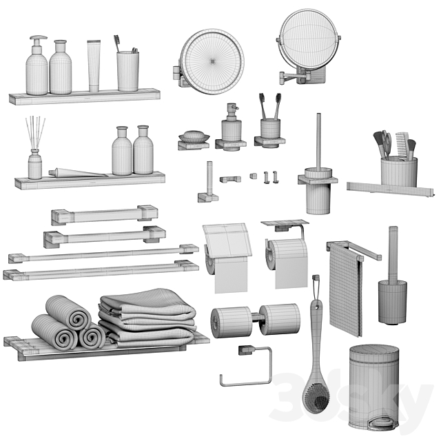 Hansgrohe set of bathroom accessories and decor 3d