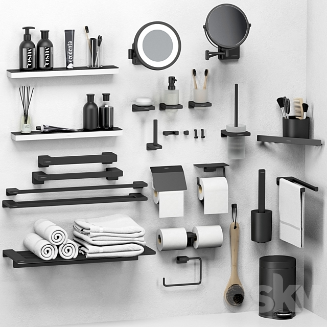 Hansgrohe set of bathroom accessories and decor 3dsky