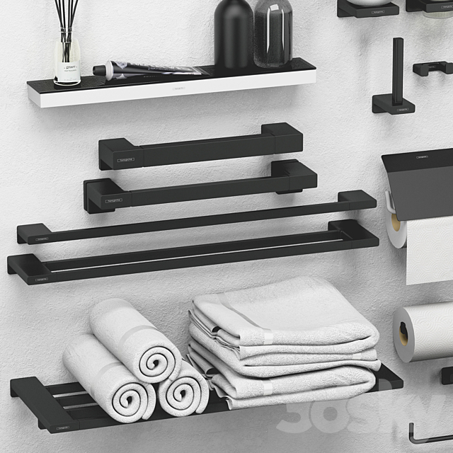 Hansgrohe set of bathroom accessories and decor 3dskyfree