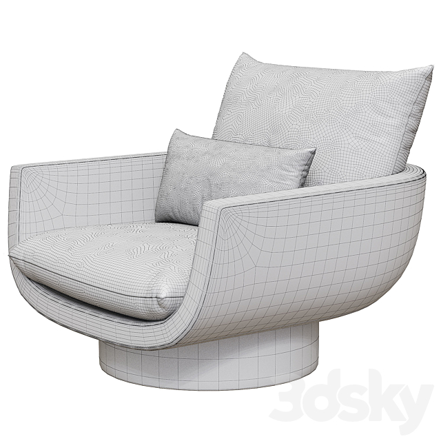 Rua Ipanema Lounge Chair by Yabu Pushelberg in Textured Wool ‘High Base’ 3DSMax File - thumbnail 5