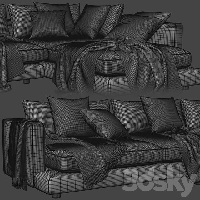Flexform Long Island Chaise Longue Sofa 3DSMax File - thumbnail 5
