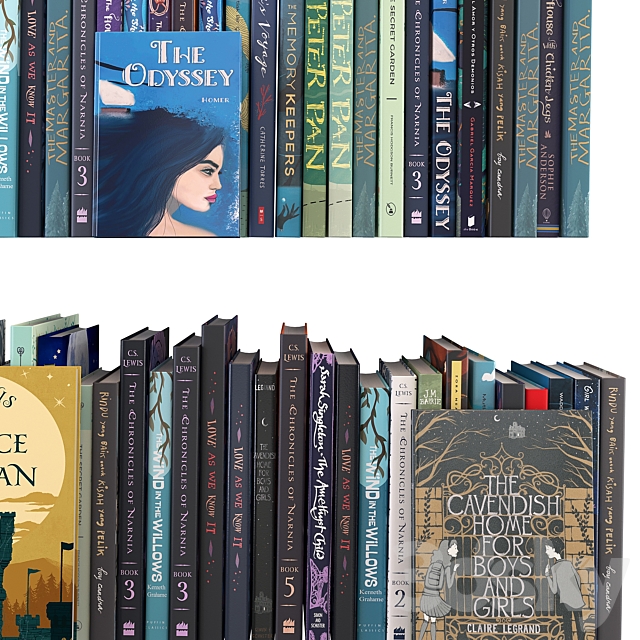 Editable random books children 3d