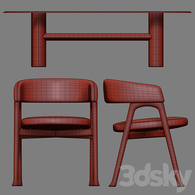Baxter Corinne chair and Baxter Ellipse table 3DSMax File - thumbnail 2
