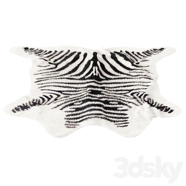 Cowhide Rug Zebra 3d