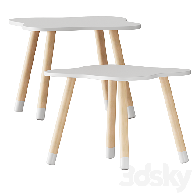 FUN Wooden Kids Table and Chairs Set 3DSMax File - thumbnail 5