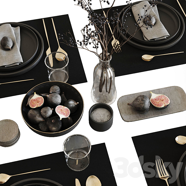 Tableware set with figs 3DSMax File - thumbnail 3
