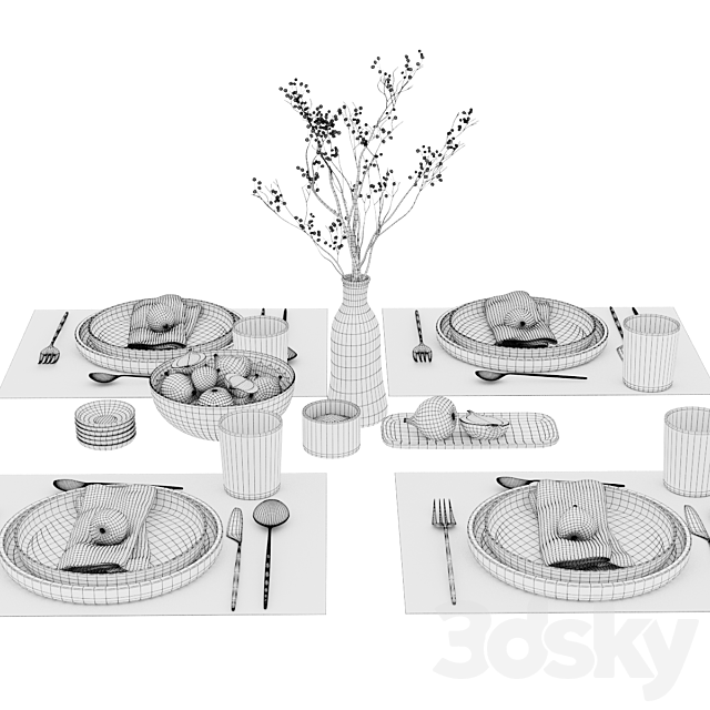 Tableware set with figs 3DSMax File - thumbnail 4