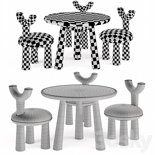 Children Table and Chairs set by Flow 3dskyfree