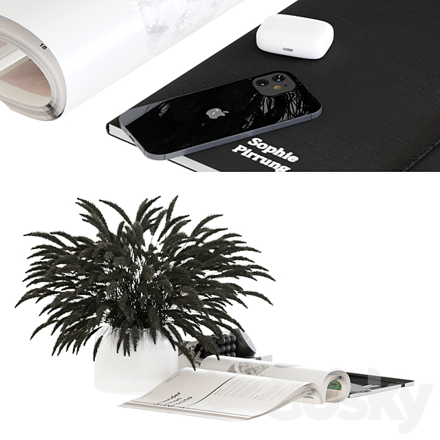 Black & white decorative set 3DSMax File - thumbnail 2