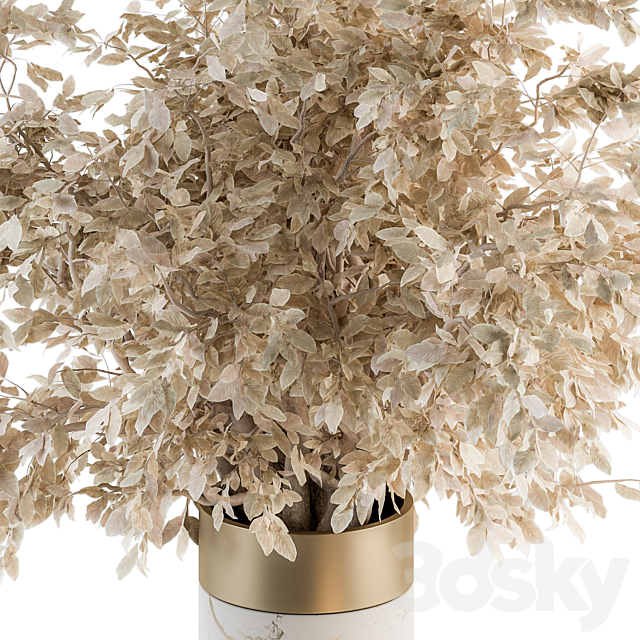 white and Gold Decorative Set with Dried plant – Set 106 3DSMax File - thumbnail 3