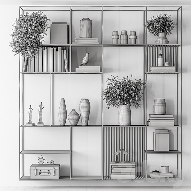 Metal Shelves Decorative with plant – Rack Set 10 3DSMax File - thumbnail 5