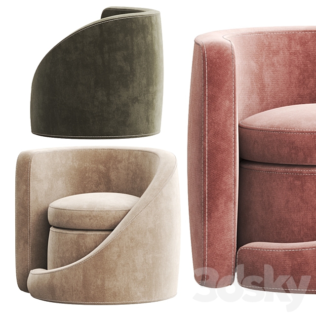 Pair of Spiral Lounge Chairs 3DSMax File - thumbnail 4