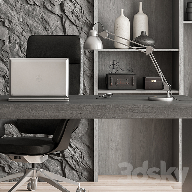 Boss Desk and Library Gray Set – Office Furniture 284 3DSMax File - thumbnail 2